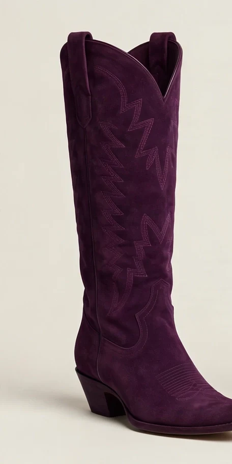Sunset Siren deep plum purple suede cowboy boot